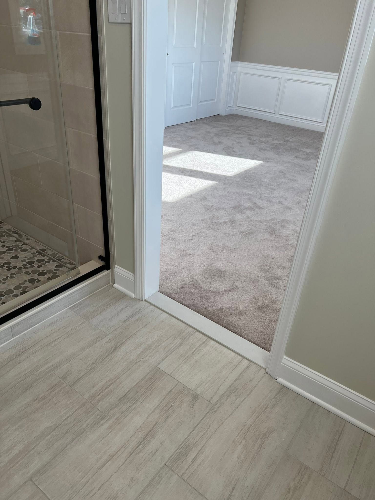 Bathroom with glass shower, after view 5
