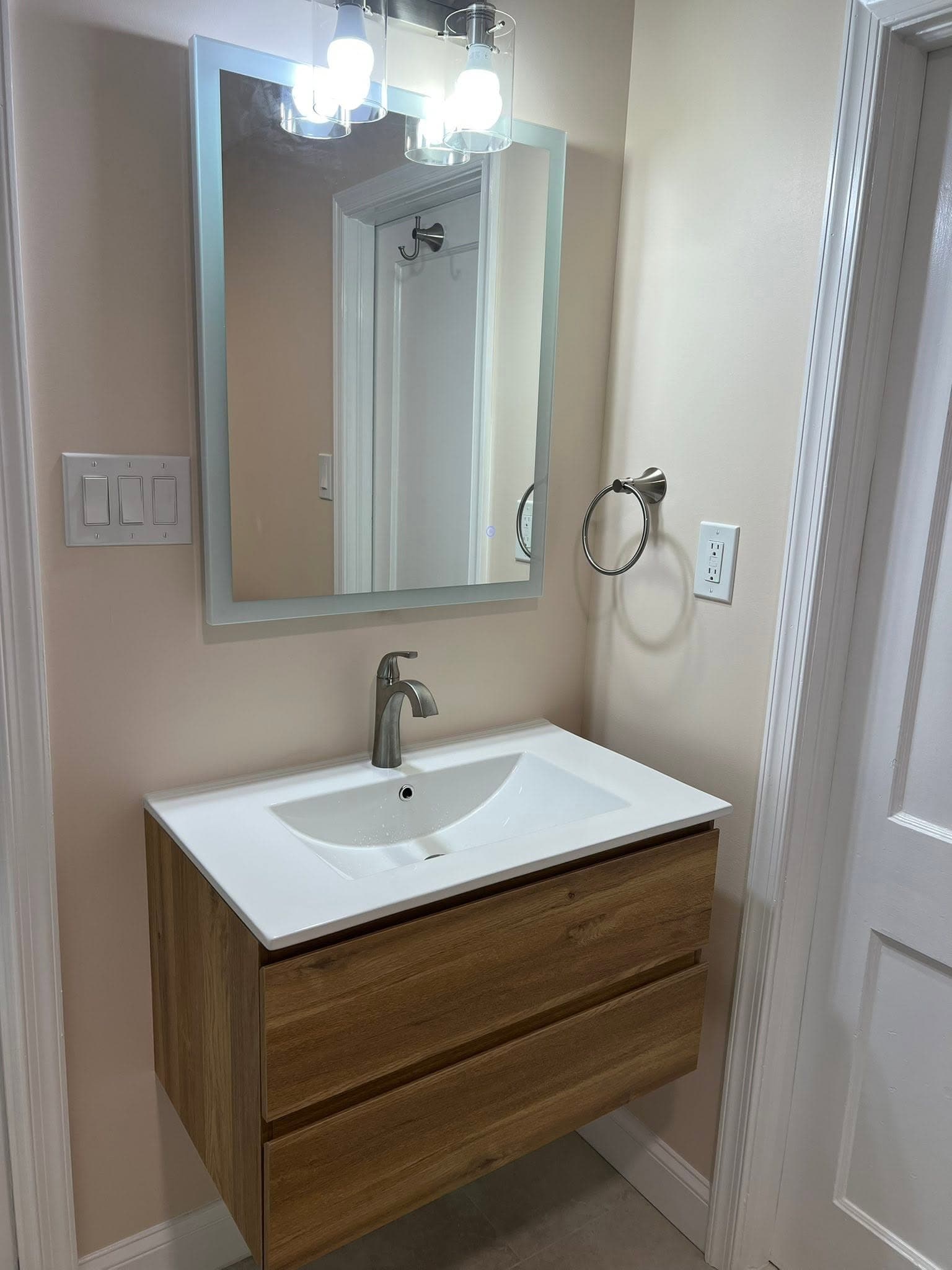 Bathroom with open shower, after view 5