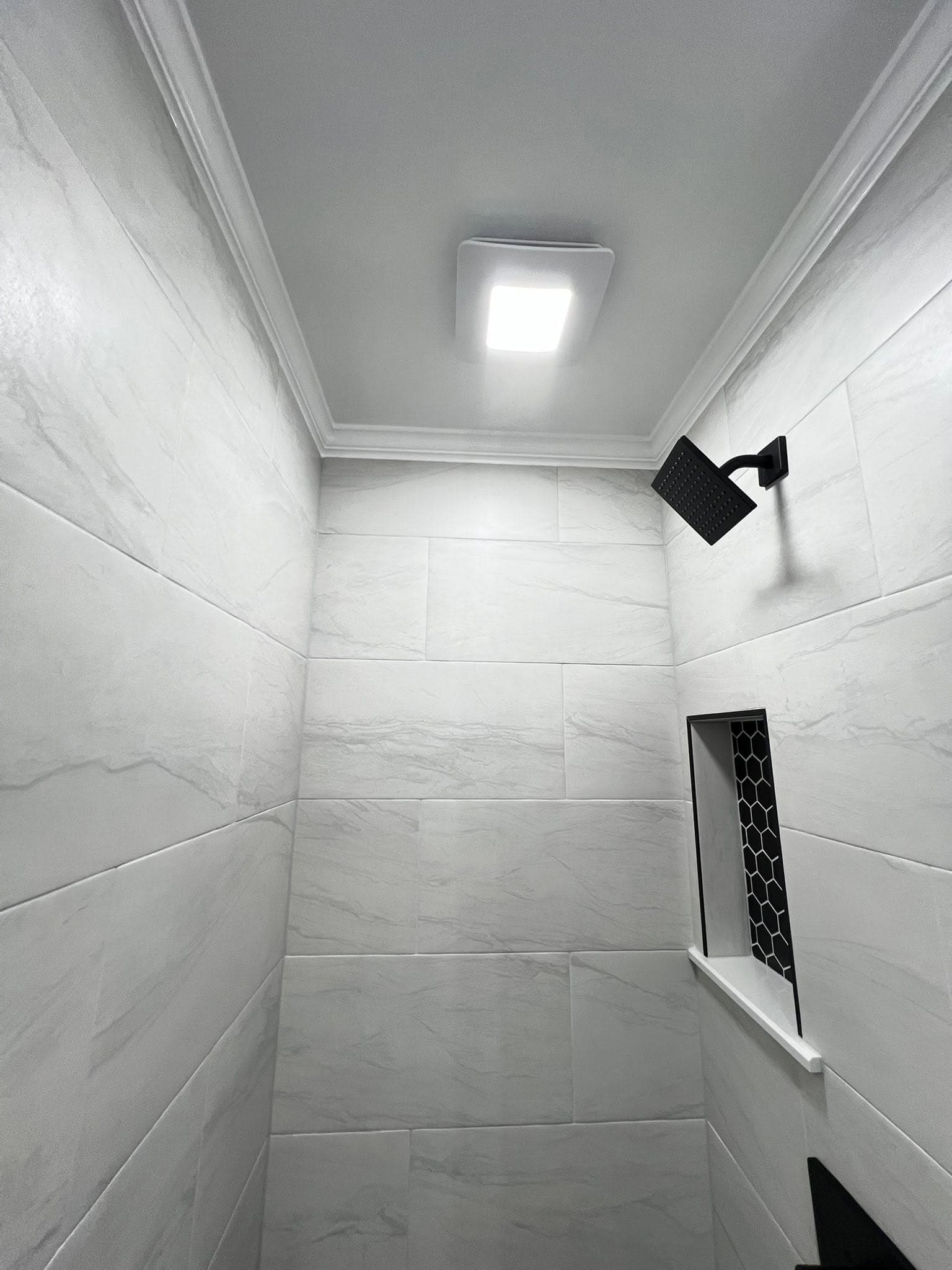 Compact bathroom with glass shower, after view 4