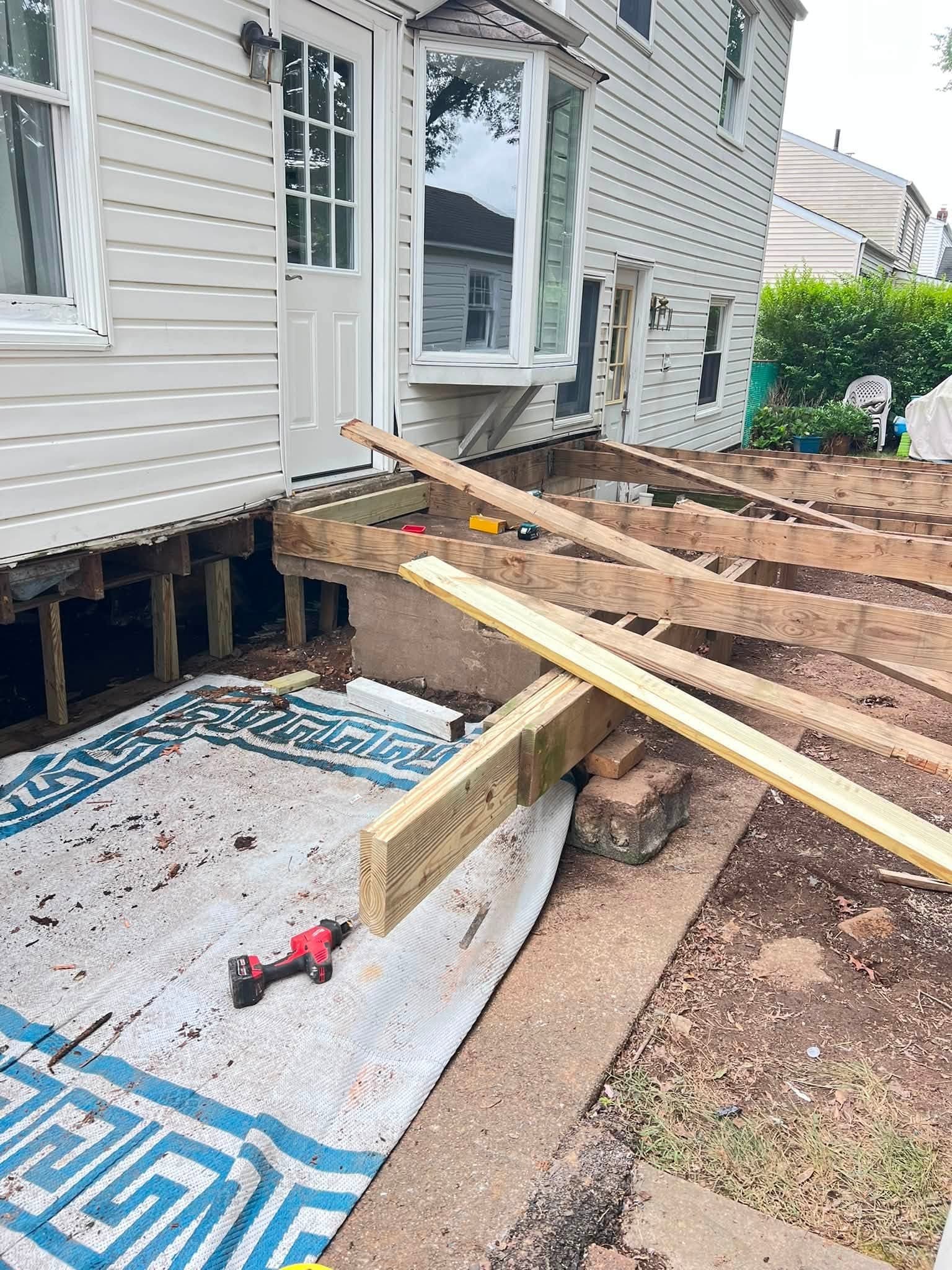 Covered deck, during remodeling view 1