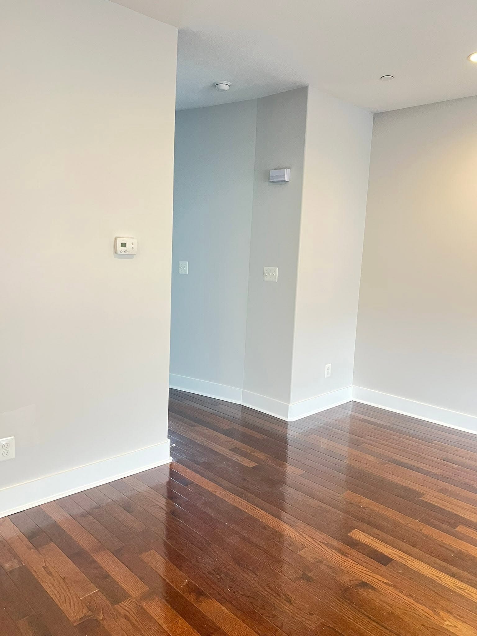 Light-painted interior with dark wood flooring, after view 3