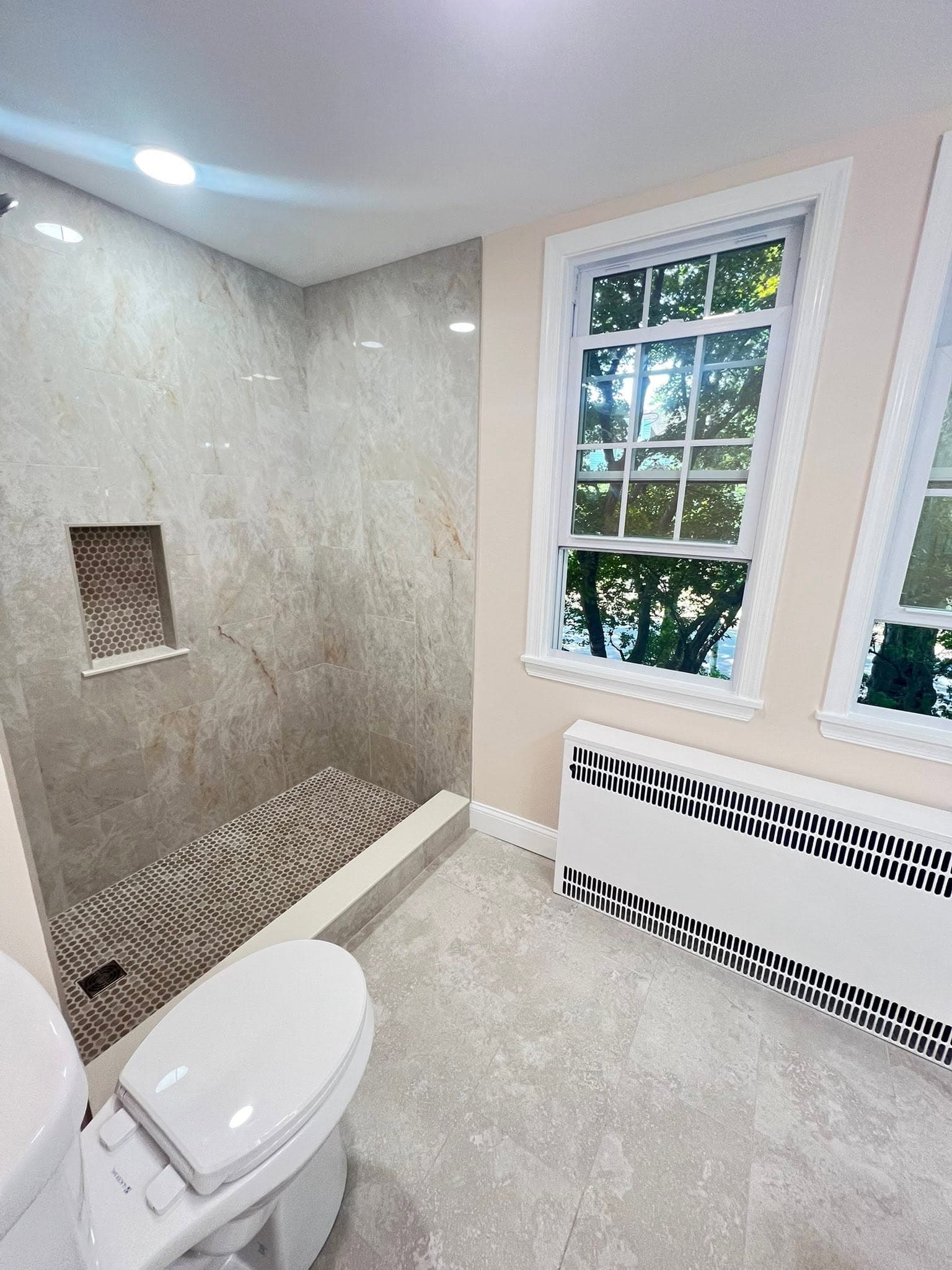 Bathroom with open shower, after view 1